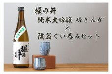 日本酒「堀の井・純米大吟醸吟ぎんが720ml」と陶器ぐい呑みセット (AZ014-1)