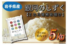 【2ヶ月定期便】 米 無洗米 5kg (総計 10kg) 銀河のしずく ★令和7年産 先行予約★ 特A受賞 お米 ご飯 ライス 岩手県産 (AE161)