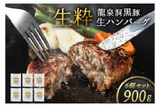 黒豚 生 ハンバーグ 6個 900g (150g×6個) 岩手県 紫波町 ハンバーグ 国産 岩手県産 黒豚 豚肉 龍泉洞黒豚肉使用 ハンバーグ 冷凍 肉 ギフト 食べ物 熨斗対応 ギフト 御歳暮 お歳暮 贈答 内祝い (DV027)