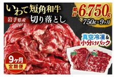＼9ヶ月連続 定期便／ 切り落とし 赤身 肉 牛肉 いわて 短角和牛 750g (総計 6750g) 小分けパック 真空冷凍 | 牛肉 肉 赤身 短角 和牛 国産牛 ブランド牛 切り落し 大容量 牛丼 肉じゃが 煮込み 煮物 小分け 真空パック 数量限定 (AB123)