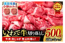【9月より順次配送】切り落とし 肉 牛肉 小分け 真空冷凍 いわて牛 500g 岩手県産 和牛 牛肉 黒毛 和牛 切り落とし肉 大容量 肉 すき焼き 肉じゃが 煮込み 煮物 赤身 国産牛 小分け 冷凍 数量限定 (AB097)