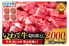 【9月より順次配送】切り落とし 肉 牛肉 小分け 真空冷凍 いわて牛 2000g 岩手県産 和牛 牛肉 黒毛 和牛 切り落とし肉 大容量 肉 すき焼き 肉じゃが 煮込み 煮物 赤身 国産牛 小分け 冷凍 数量限定 (AB108)