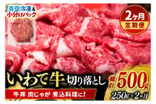 ＼2ヶ月連続 定期便／ 【9月より順次配送】切り落とし 肉 牛肉 小分け 真空冷凍 いわて牛 250g (総計 500g) 岩手県産 和牛 牛肉 黒毛 和牛 切り落とし肉 大容量 肉 すき焼き 肉じゃが 煮込み 煮物 赤身 国産牛 小分け 冷凍 数量限定 (AB093)