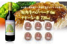 岩手県　矢巾町と葛巻町の人気返礼品 短角牛ハンバーグ6個と受賞歴ワイン「ナドーレ赤720ml」のセット