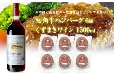 岩手県　矢巾町と葛巻町の人気返礼品 短角牛ハンバーグ6個と「くずまきワイン（1500ml）」セット