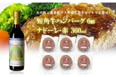 岩手県　矢巾町と葛巻町の人気返礼品 短角牛ハンバーグ6個と受賞歴ワイン「ナドーレ赤360ml」のセット