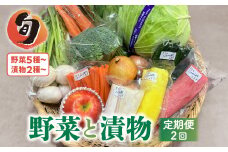 【6ヶ月に1回定期便/計2回配送】季節の野菜と漬物詰め合わせ セット 野菜と果物5品以上 漬物2種以上 旬 季節 おまかせ 詰め合わせ 岩手県 金ケ崎町