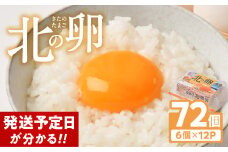 【発送予定日がわかる!】 たまご 卵 72個 6個入り 12P 小分け 北の卵 玉子 タマゴ 生たまご 生卵 生玉子 北のたまご 鶏卵 新鮮 お試し たまごかけご飯 岩手県 金ケ崎町 