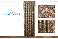 オーダーカーテン　ウィリアムモリス「いちご泥棒　赤」　サイズ：巾190cm×丈240cm / オーダー カーテン 新生活 模様替え インテリア 1枚 レッド おしゃれ シンプル 重厚感