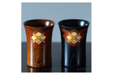 秀衡カップ2個　(黒・木目) / 漆器 お酒 ジュース おちょこ ぐいのみ グラス 食器 漆塗 うるしぬり 手塗り 木製 伝統工芸品 和 お正月 高級 結婚 新築祝い お祝い 贈答 贈り物 プレゼント ギフト 香典返し お返し おもてなし