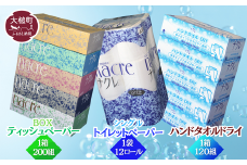 ティッシュ5箱、ハンドタオル5箱、トイレットペーパー（シングル）12個（ナクレ製品お試しセット）ナクレ 日用品 まとめ買い 日用雑貨 紙 消耗品 生活必需品 大容量 備蓄 【物価高騰対策】