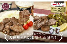 【レビューキャンペーン】【ジビエ初心者おすすめNo.1】大槌鹿の寒こうじ漬け200g&山賊焼き200gセット 岩手県産 天然鹿 鹿肉 味付肉 山賊焼 ジビエ ヘルシー 低カロリー つまみ あて おかず ご飯のお供 赤身 冷凍 加工肉 ギフト