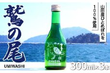 鷲の尾 UMIWASHI（海鷲）300ml×3本セット【びはんコーポレーション】三陸山田 山田町 日本酒 酒 うみわし 山田の酒 生原酒 冷酒 YD-681