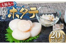  大福丸の剥き身ホタテ10玉×2パック 【三陸山田産】【配送日指定不可】【沖縄・離島配送不可】三陸山田 山田町 山田湾 海産品 帆立 二枚貝 YD-777