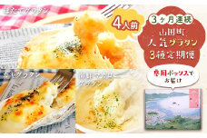 ＜３ヶ月連続でお届け＞大人気！ホタテとカキと海の幸のグラタン定期便 ≪4人前≫ 三陸山田 詰め合わせ セット 海産物 海産品 酪産物 乳製品 かき ほたて 海鮮 YD-839