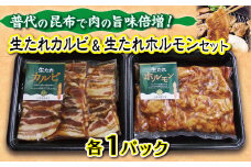 普代の昆布でお肉もよろコンブ♪生たれカルビ＆生たれホルモン(各1パック） 味付け肉 豚肉 焼肉 