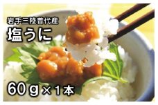 三陸水産 普代産 塩うに 瓶詰１本60ｇ ミョウバン不使用 うに瓶 雲丹 ウニ冷凍 