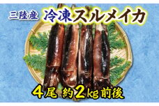冷凍スルメイカ特大４本（2kg前後）