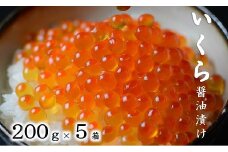 三陸産 いくら醤油漬 200g×５箱 ３特 (鮭卵)   岩手県産 国産 小分け