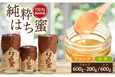 天然ハチミツ2種3個セット(アカシア600g×1個、200g×1個、トチ600g×1個)【1033998】