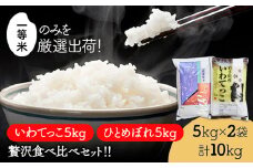 いわてっこ 5kg ひとめぼれ 5kg 贅沢食べ比べセット《30日以内に出荷予定(土日祝除く)》 岩手県 九戸村 一等米 白米 米 精米 10kg