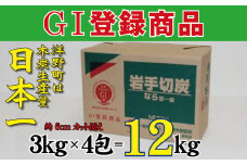 岩手切炭3kg×4個 GI登録商品 生産量日本一 高品質 高火力 なら堅一級 アウトドア キャンプ BBQ バーベキュー