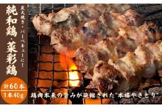「純和鶏」・「菜彩鶏」もも串 40g×30本　各1箱