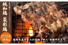 「純和鶏」・「菜彩鶏」もも串 40g×30本　各2箱