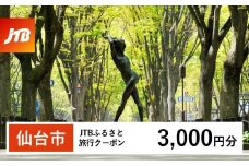 【仙台市】JTBふるさと旅行クーポン（Eメール発行）（3,000円分）【宮城県 仙台市 トラベル 宿泊 予約 人気 おすすめ】