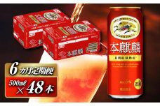 【6ヵ月定期便】本麒麟 500ml ×48本　【 お酒 アルコール アルコール飲料 晩酌 家飲み 宅飲み 飲み会 集まり バーベキュー BBQ イベント 飲み物 缶ビール 】