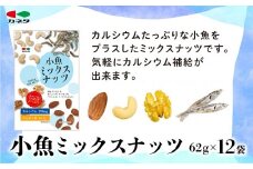 小魚ミックスナッツ62g×12袋【 魚貝類 小魚 ミックスナッツ 仙台市 スナック おつまみ 魚介類 健康食 おやつ 】