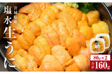 【期間限定】 生 うに 宮城県産 ミョウバン不使用 160g（80g×2個）｜ 無添加  宮城県産 塩水 生うに 冷蔵 塩水うに 新鮮  刺身 雲丹 小分け むき身 宮城県 石巻市 ウニ 生ウニ ムラサキウニ 厳選 三陸 順次発送 旬 期間限定 今だけ