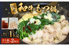 国産和牛もつ鍋２人前　２回分 冷凍 スープ付 モツ ホルモン モツ鍋 牛モツ 牛 和牛 鍋セット 簡単調理