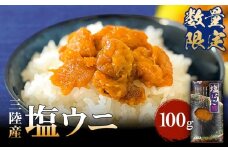 ＜数量限定＞三陸産 塩ウニ 100g 冷凍 雲丹 塩うに うに 生うに ウニ 雲丹 珍味 塩漬 海鮮 魚介 おつまみ ご飯のお供 酒の肴 