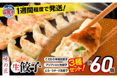 本格 生餃子 3種類 詰め合わせ 計60個（12人前） エビ 餃子 チーズ 餃子 冷凍餃子 冷凍食品 おかず おつまみ 手作り餃子 味の匠 5402225