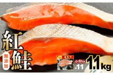 鮭 紅鮭 無添加 切り身 1.1kg 小分け (2切入×11パック) 冷凍 甘塩仕立て 便利な 個包装 (1パック2切れ入り) サケ さけ シャケ 塩鮭 塩竈市 塩釜 塩釜水産食品