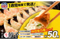 こだわり本格 生餃子 5種 食べ比べ セット 50個入り (10個×各5種類)  味の匠 味自慢 こだわり 本格 生餃子 エビ チーズ スタミナ にんにく 激唐 冷凍  th00017