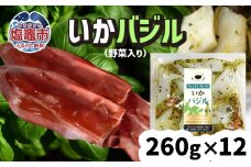 いか バジル （ 野菜入り ）12パック ( 260g × 12 )  冷凍 真空パック 加熱用 バーベキュー キャンプ 時短 サッと一品 烏賊 sh00009