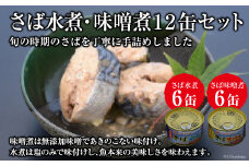 缶詰 三陸の海から ミヤカンのさば水煮・味噌煮セット 各175g×6缶 計12缶 [ミヤカン 宮城県 気仙沼市 20564182] 魚介 魚貝 缶詰 青魚 鯖 さば サバ 水煮 味噌煮 みそ煮 おかず 小分け 常備 ストック 長期保存 レビューキャンペーン