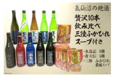 気仙沼の地酒 贅沢10本飲み比べ 三陸ふかひれスープ付き [齋新商店 宮城県 気仙沼市 20564293] 魚貝 魚介 お酒 酒 セット 日本酒 純米酒 フカヒレ ふかひれ 鱶鰭 スープ 広東風 四川風 晩酌 飲み会