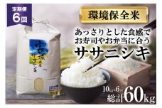 6回 定期便 米 宮城県産 ササニシキ 環境保全米 10kg ×6回 総計 60kg [菊武商店 宮城県 気仙沼市 20564938] お米 こめ コメ 白米 精米 ブランド米 ご飯 ごはん 小分け 家庭用 6ヶ月