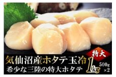 生産者支援 三陸・気仙沼産ホタテ玉冷 1kg [マルフジ 宮城県 気仙沼市 20564179] 魚介類 ホタテ ほたて 帆立 冷凍 貝柱 海鮮 支援 応援