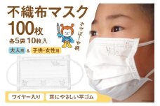 【ホヤぼーやマスク】 不織布マスク 大人用 女性用 子供用 計100枚 10枚入 ×各5袋 [気仙沼市物産振興協会 宮城県 気仙沼市 20565246] マスク 不織布 ワイヤー入り 小さめ 子ども キッズ キャラクター