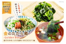 金のたから箱-Golden Box- 金のわかめ200g とろろ昆布35g MISOSOUP5種×1食 計5食 [ムラカミ 宮城県 気仙沼市 20564119] わかめ とろろ みそ汁 インスタント味噌汁 味噌汁 塩蔵わかめ