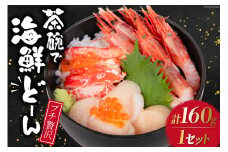 海鮮丼 プチ贅沢 茶碗で海鮮どーん 1セット 計160g すし酢付き [さんりくみらい 宮城県 気仙沼市 20564815] 海鮮 丼 丼ぶり ご飯 ごはん 甘海老 甘エビ 帆立 ほたて ホタテ 貝柱 ほたて貝柱 カニ 蟹 ずわい蟹 いくら 味付け 魚介 魚