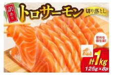 訳あり トロサーモン 切り落とし 1kg (125g×8p) 無添加 個包装 [足利本店 宮城県 気仙沼市 20565737] 魚介類 魚 サーモン 海鮮 鮭 トロ お刺し身 おさしみ 刺し身 刺身 ノルウェー アトランティックサーモン 小分け 冷凍 訳アリ