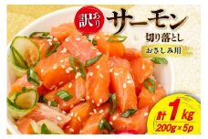 訳あり サーモン 切り落とし 200g×5p 総重量1kg 生食用 個包装 無添加 [足利本店 宮城県 気仙沼市 20565736] おさしみ用 はしっこ 尾っぽ 鮭 刺身 鮮魚 小分け 鮮度抜群 お刺身用 鮭 さけ しゃけ 訳アリ わけあり