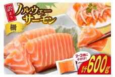 訳あり ノルウェー産 アトランティック サーモン 600g 柵 おさしみ用 無添加 個包装 [足利本店 宮城県 気仙沼市 20565614] 鮭 さけ サケ サーモン 生食用 おつまみ おかず 冷凍 鮮魚 小分け アトランティックサーモン アトランサーモン  真空包装