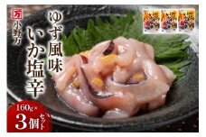いか塩辛 ゆず風味 160g×3個 セット 計480g [小野万 宮城県 気仙沼市 20565643] 魚 魚介類 いか イカ 塩辛 イカ塩辛 ゆず 酒の肴 おつまみ ご飯のお供 珍味