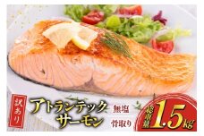 訳あり ノルウェー産 骨取り サーモン 切身 計1.5kg 無塩 アトランティンクサーモン[足利本店 宮城県 気仙沼市 20565665] 鮭 しゃけ アトラン 訳アリ わけあり ノルウェー 骨取 切り身 サーモン切身 鮭切身 さけ切身 骨取り切身 無添加
